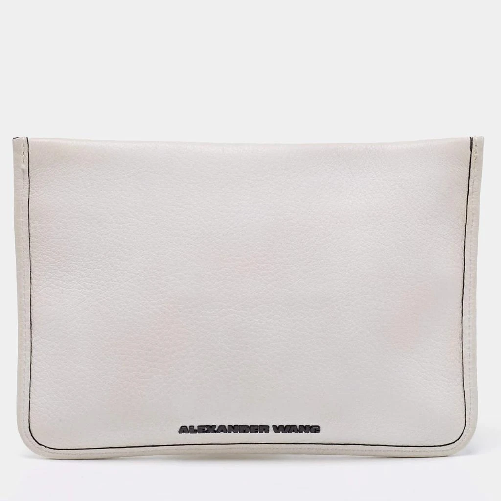 商品[二手商品] Alexander Wang|Alexander Wang White/Black Leather Slim Wristlet Clutch,价格¥960,第4张图片详细描述