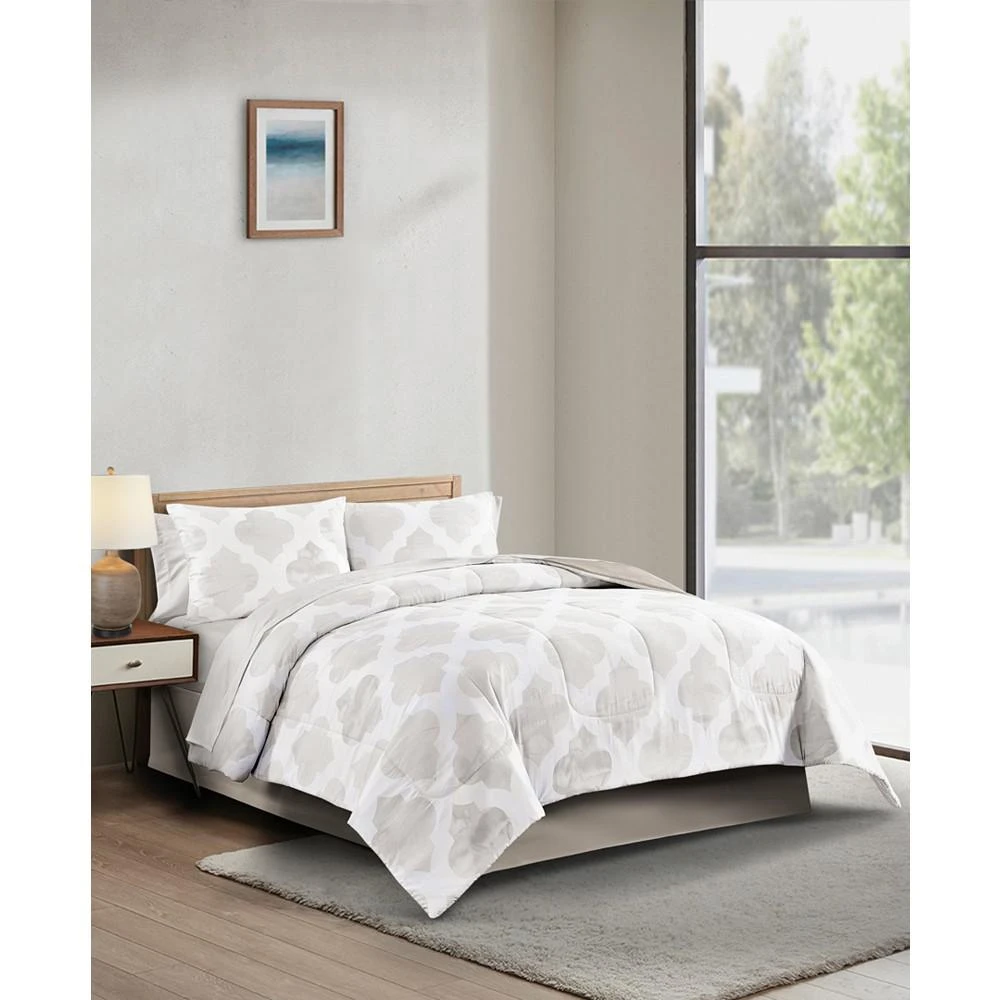 Mira Taupe Watercolor 8 Piece Reversible Comforter Set 商品