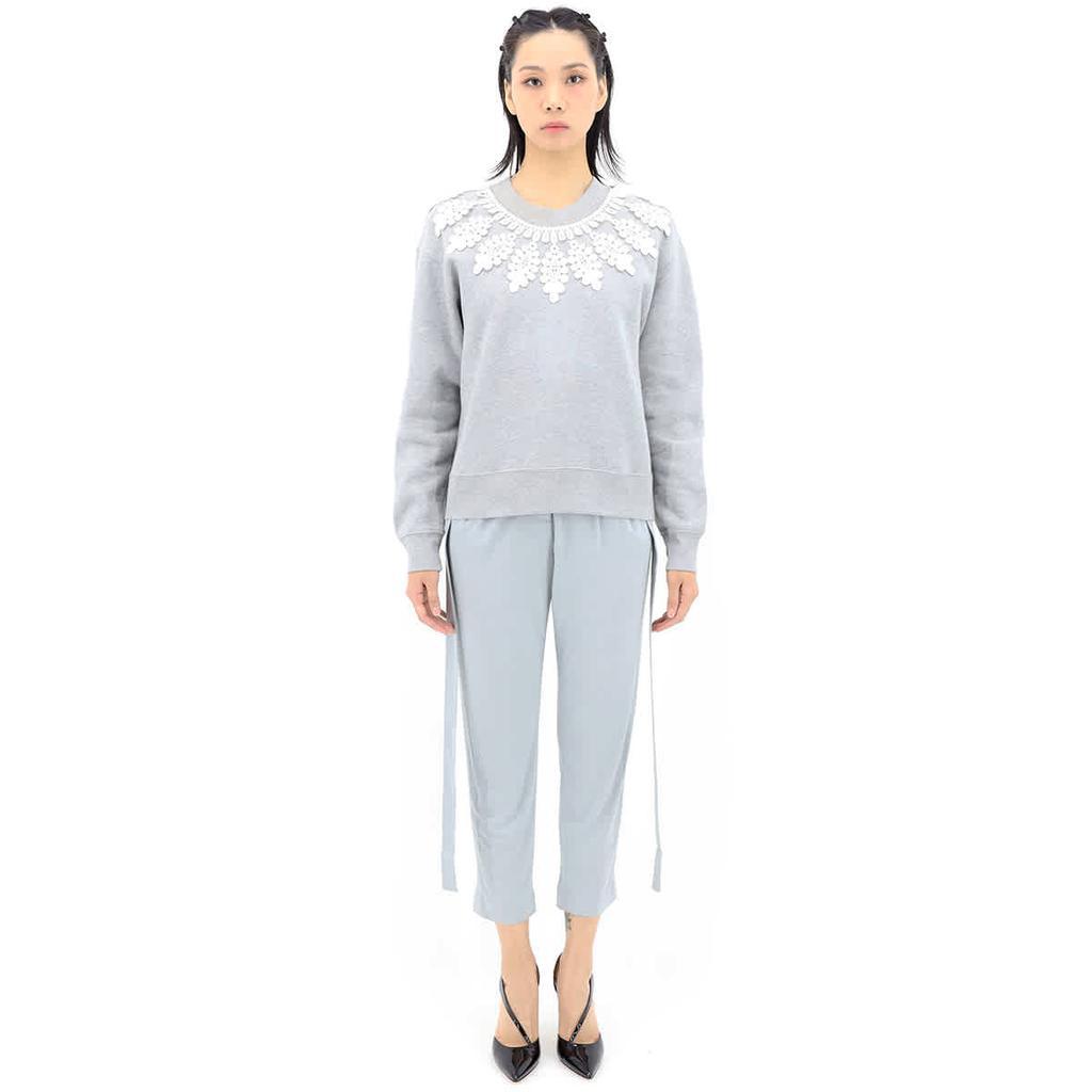 商品Burberry|Burberry Ladies Grey Melange Lace Applique Sweatshirt, Size Medium,价格¥1266,第1张图片