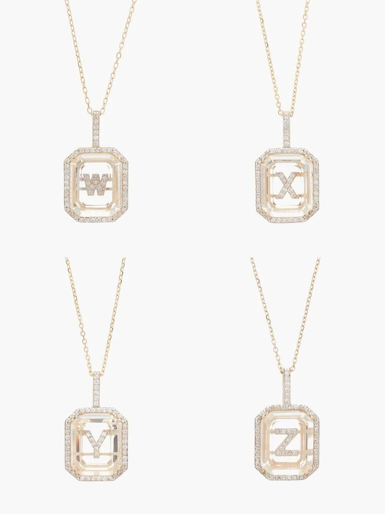 Initials diamond, quartz & 14kt gold necklace N-Z 商品