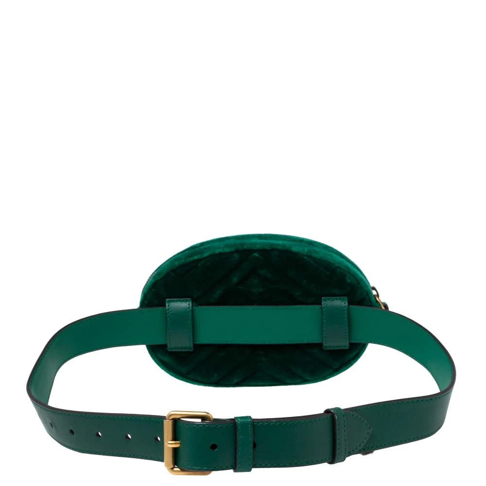 商品[二手商品] Gucci|Gucci Green Matelassé Velvet GG Marmont Belt Bag,价格¥3944,第4张图片详细描述