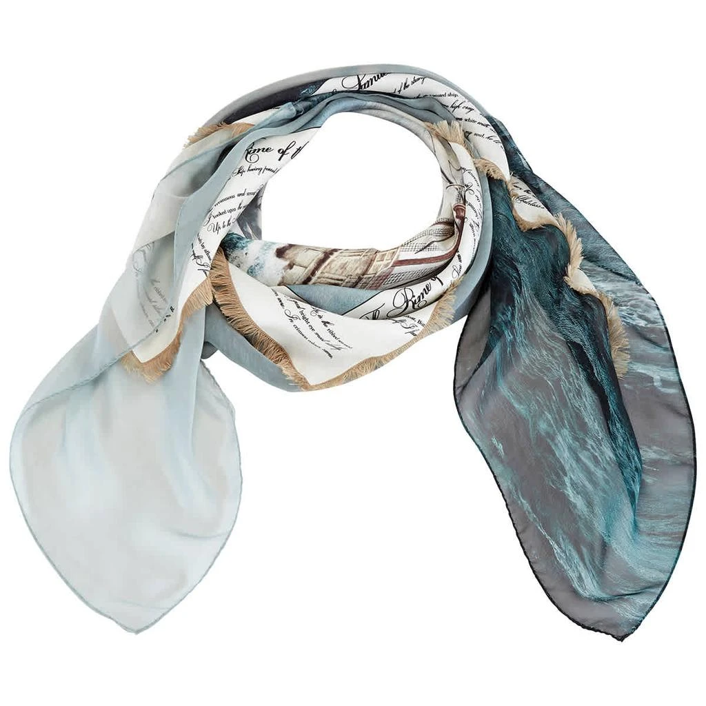 商品Burberry|Burberry Deep Teal Silk Mariner Print Square Scarf,价格¥1250,第1张图片