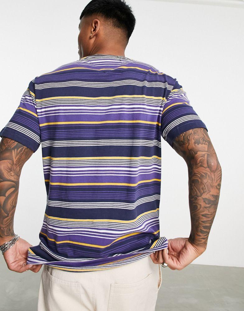 Tommy Jeans linear logo stripe classic fit t-shirt in blue商品第3张图片规格展示