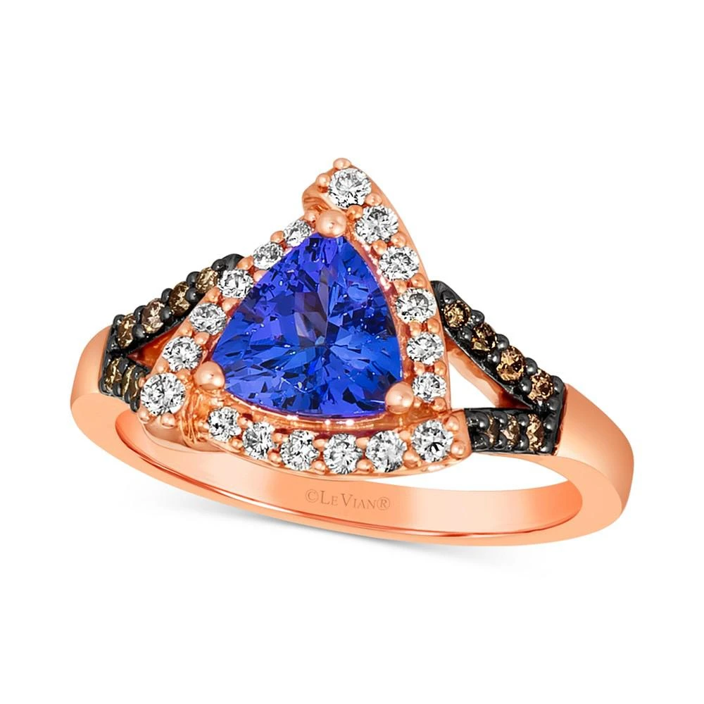 商品Le Vian|Blueberry Tanzanite (1 ct. t.w.) & Diamond (3/8 ct. t.w.) Halo Ring in 14k Rose Gold,价格¥9483,第1张图片