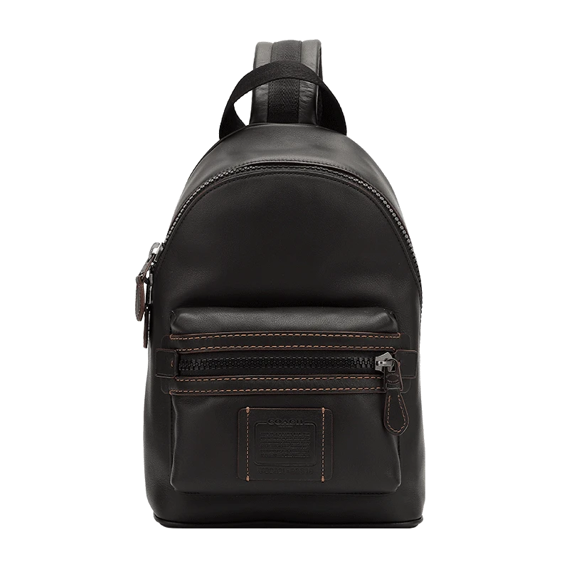 商品[国内直发] Coach|蔻驰 COACH 男士专柜款简约黑色皮质胸包斜挎包生日节日礼物送男友93819 JIBLK,价格¥2010,第1张图片