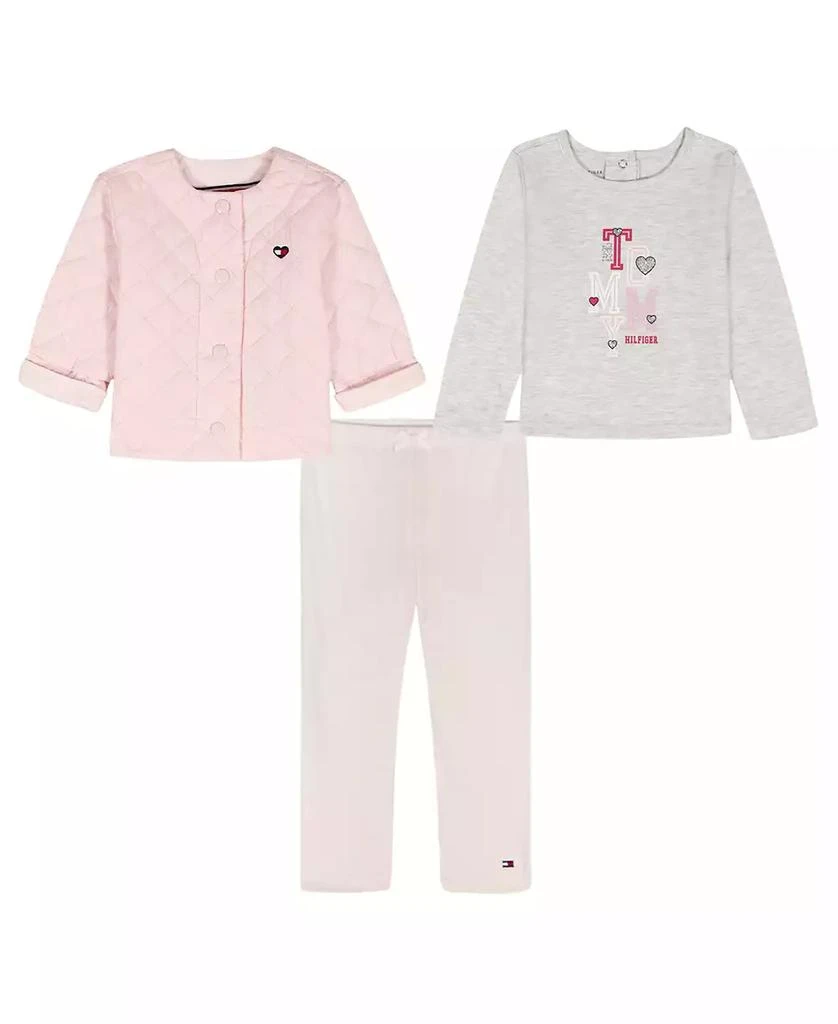 商品Tommy Hilfiger|Baby Girls 3-Piece Crewneck T-Shirt, Jacket and Leggings Set,价格¥358,第1张图片