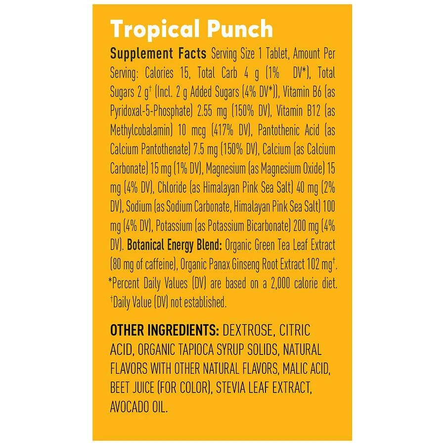 商品Nuun Hydration|Energy Electrolyte Drink Tablets Tropical Punch,价格¥60,第3张图片详细描述