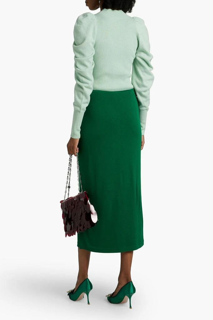 商品HALSTON|Isabella wrap-effect modal and silk-blend jersey midi skirt,价格¥612,第3张图片详细描述