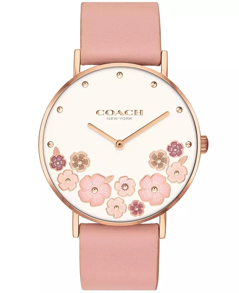 商品Coach|Women’s Perry Blush Leather Strap Tea Rose Watch 36mm,价格¥1345,第1张图片