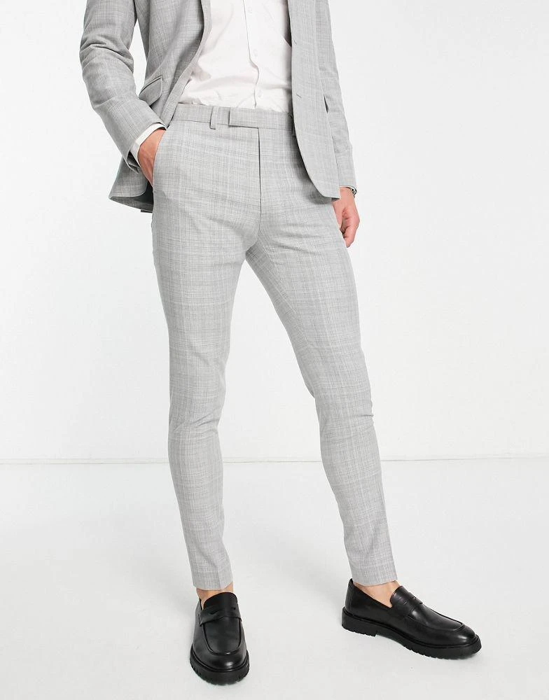 商品ASOS|ASOS DESIGN super skinny suit trousers in grey crosshatch,价格¥225,第1张图片