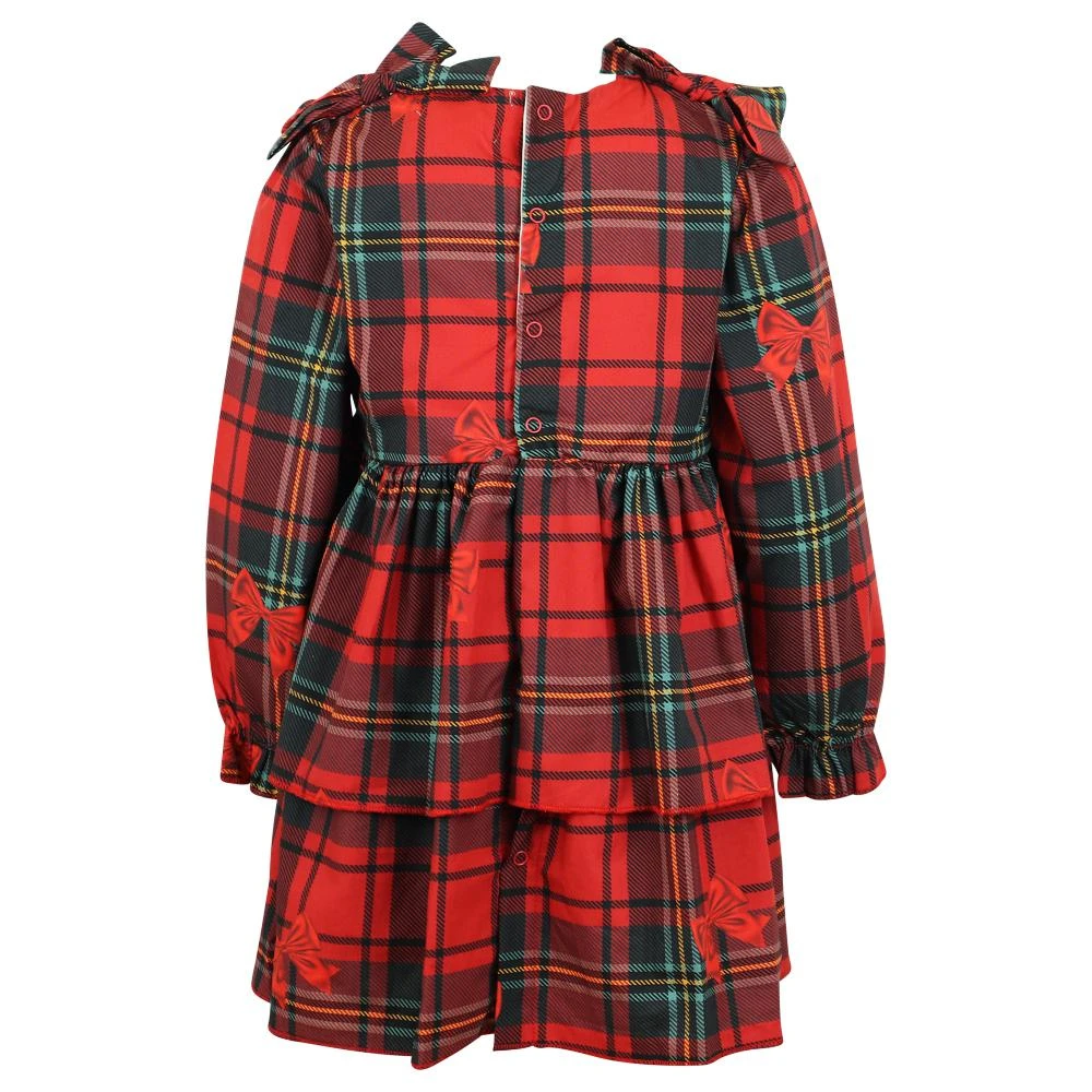 商品Caramelo Kids|Red Tartan Bow Dress & Hairclip Set,价格¥248,第3张图片详细描述