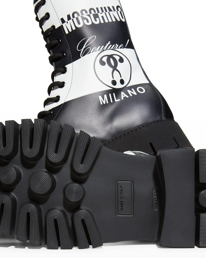 商品Moschino|Men's Bicolor Stripe Logo Combat Boots,价格¥6464,第4张图片详细描述