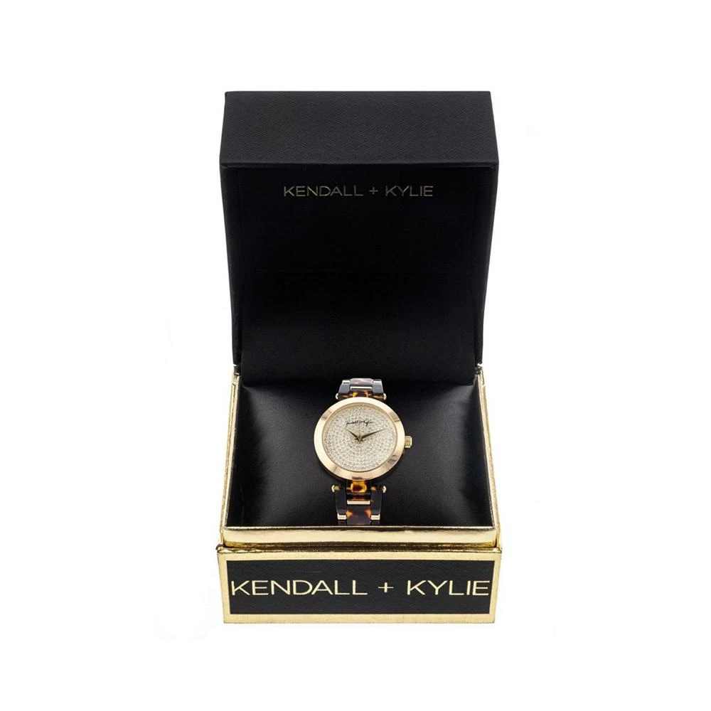商品KENDALL & KYLIE|Women's Acrylic Brown Link with Gold Tone Accents Stainless Steel Strap Analog Watch,价格¥113,第2张图片详细描述