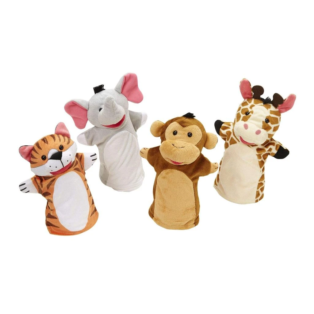 商品Melissa & Doug|Melissa & Doug Zoo Friends Hand Puppets (Set of 4) - Frustration Free Packaging - Elephant, Giraffe, Tiger, and Monkey,价格¥160,第1张图片