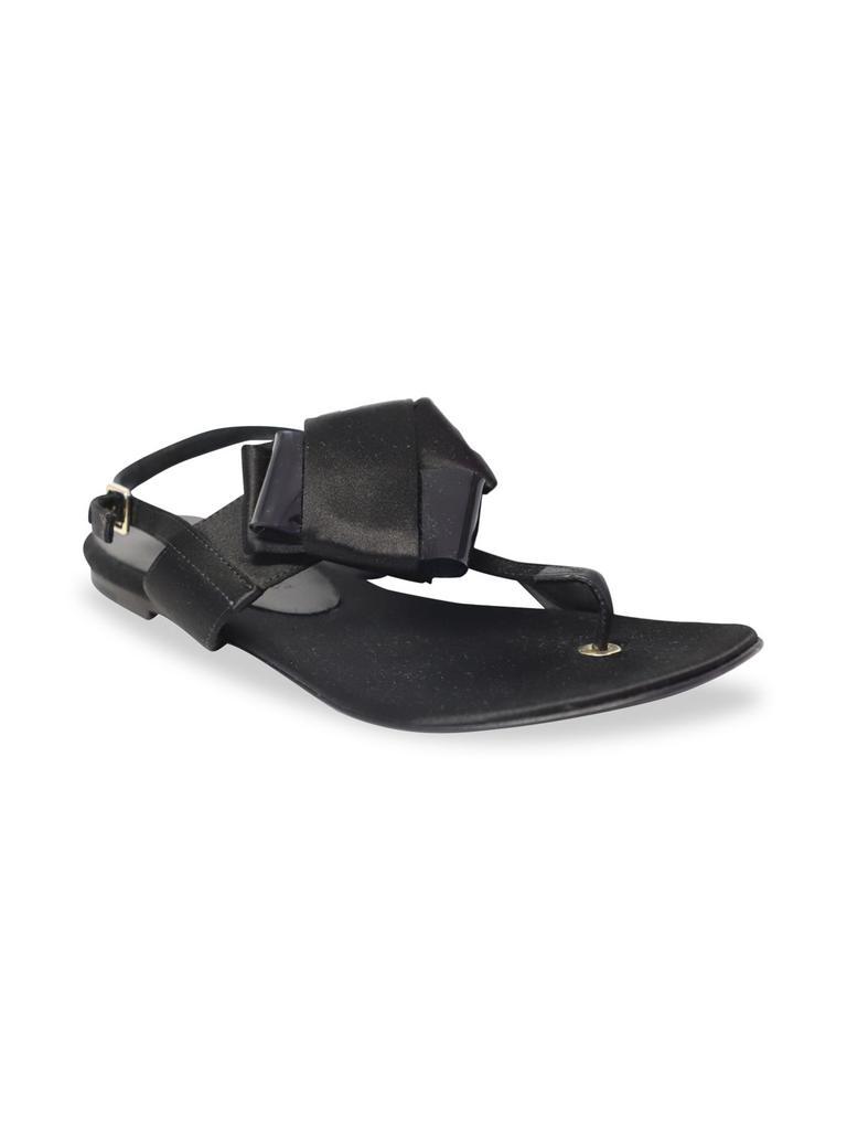 商品[二手商品] Burberry|Burberry Bow Knot Strappy Flat Sandals In Black Leather,价格¥1618,第4张图片详细描述