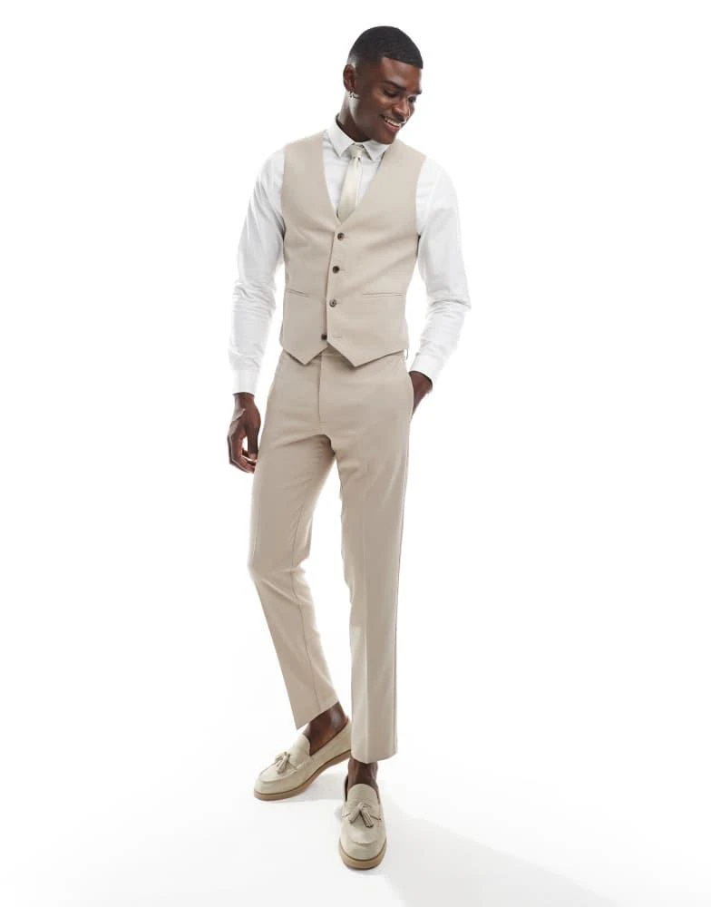 商品ASOS|ASOS DESIGN skinny suit trousers in stone,价格¥242,第1张图片详细描述