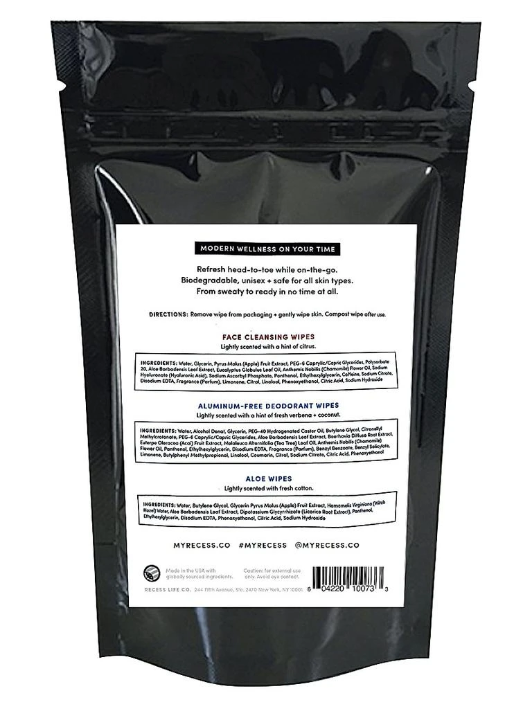 商品Recess|Wellness Kit 15 Single-Use Biodegradable Wipes,价格¥165,第2张图片详细描述