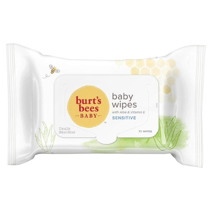 商品Burt's Bees|Baby Wipes for Sensitive Skin with Aloe and Vitamin E Fragrance-Free, 72,价格¥42,第1张图片详细描述