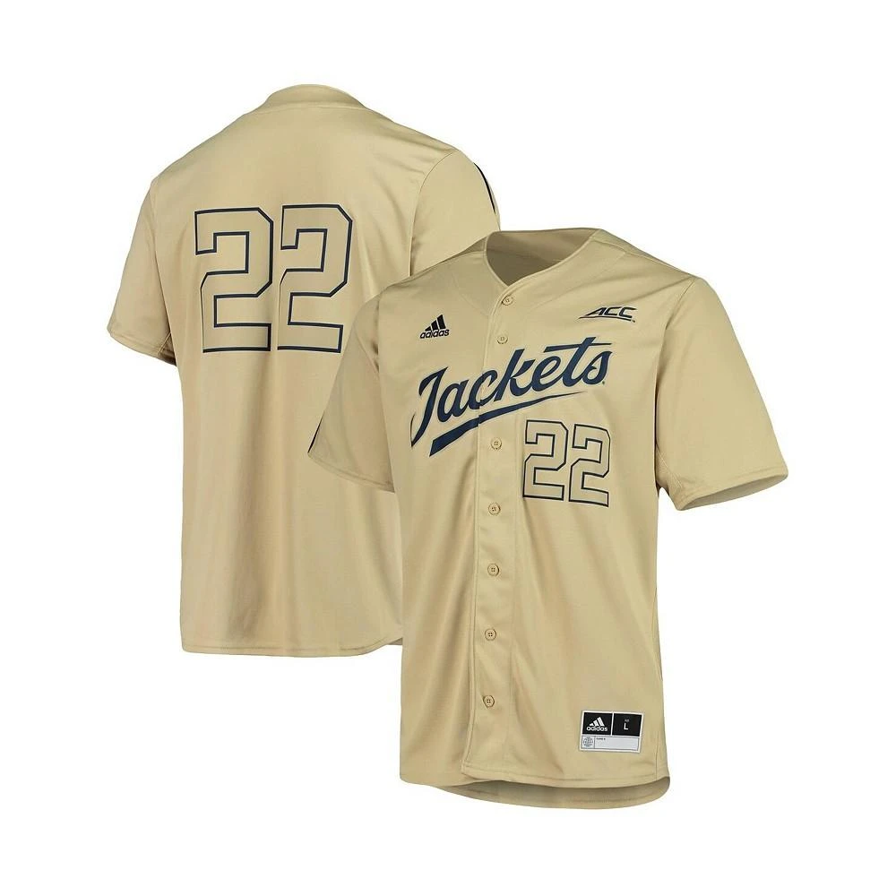 商品Adidas|Men's #22 Gold Georgia Tech Yellow Jackets Button-Up Baseball Jersey,价格¥601,第2张图片详细描述