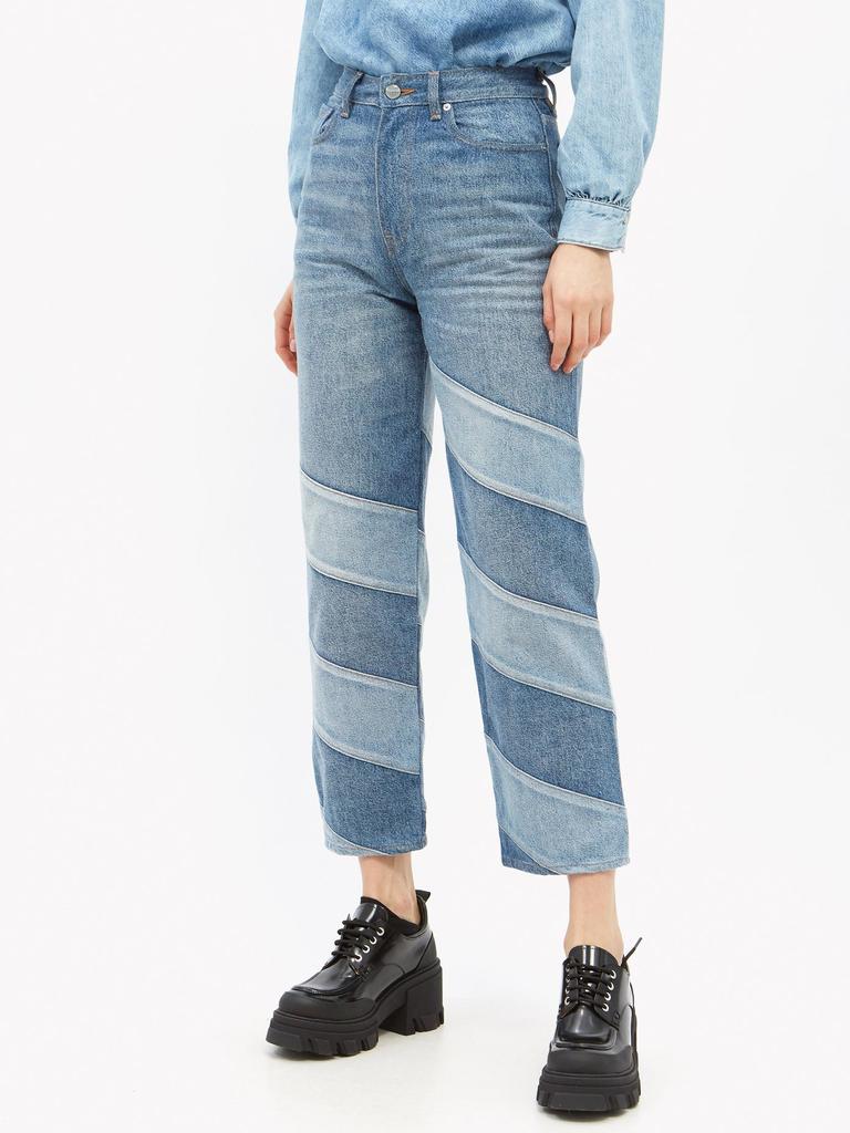 Patchwork organic-cotton straight-leg jeans商品第6张图片规格展示