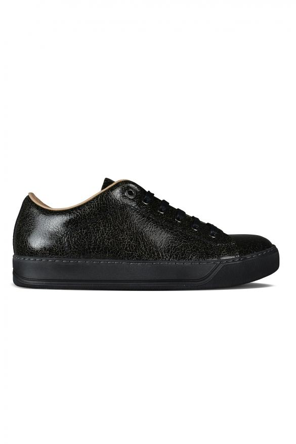 Luxury Sneakers For Men    Lanvin Dbb1 Sneakers In Black Leather With Cracked Effect商品第1张图片规格展示