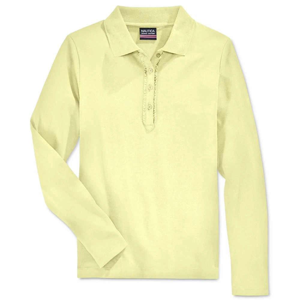 商品Nautica|School Uniform Ruffled Long-Sleeve Polo Shirt, Big Girls Plus,价格¥105,第1张图片