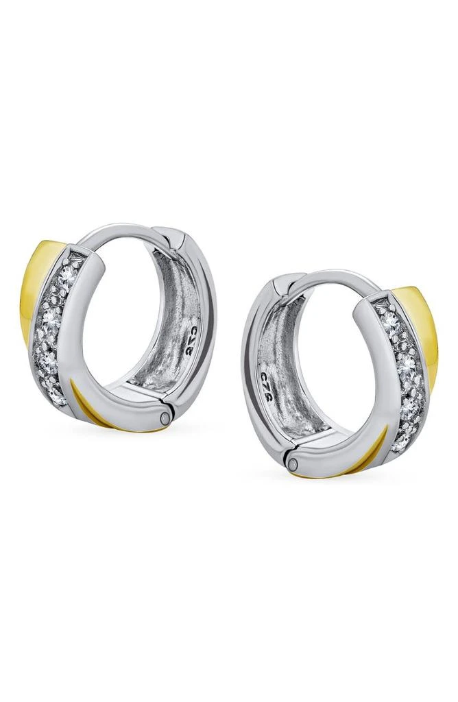 商品BLING JEWELRY|Gold Plated Sterling Silver Criss Cross Hoop Earrings,价格¥384,第1张图片