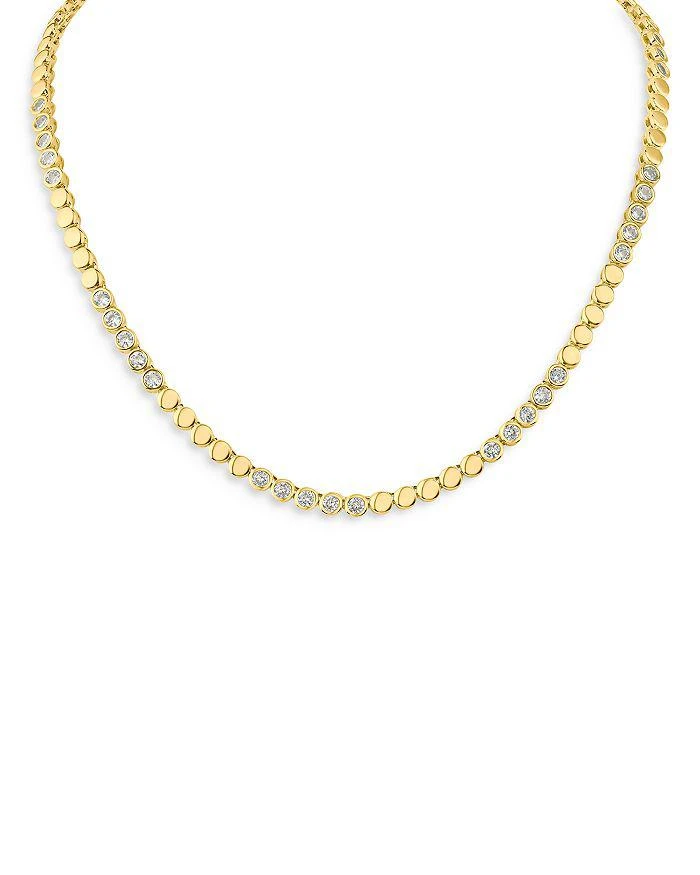 商品Kenneth Jay Lane|Cubic Zirconia Station Collar Necklace 14K Gold Plated, 17",价格¥1967,第1张图片详细描述