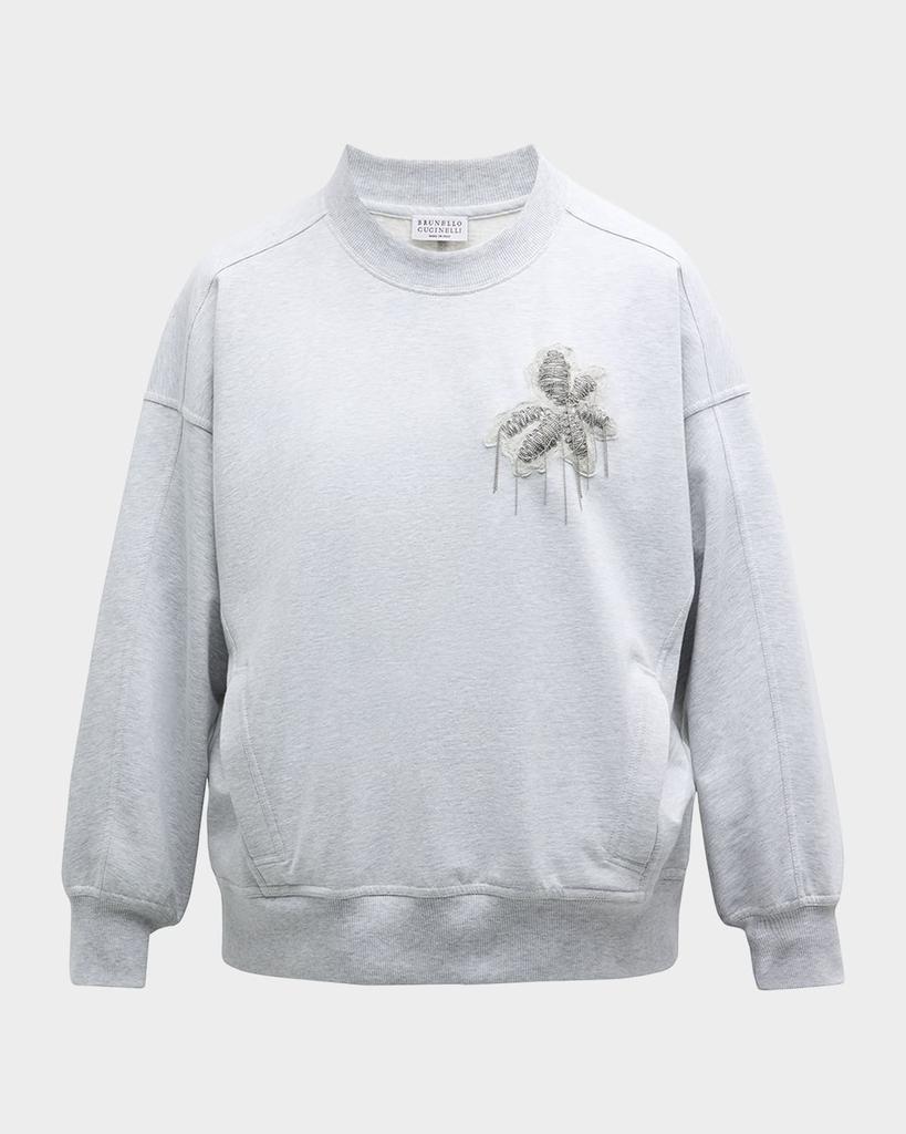 BRUNELLO CUCINELLI★素敵！Beads printed jersey sweatshirt BRUNELLO CUCINELLI Bead-embellished cotton-blend jersey