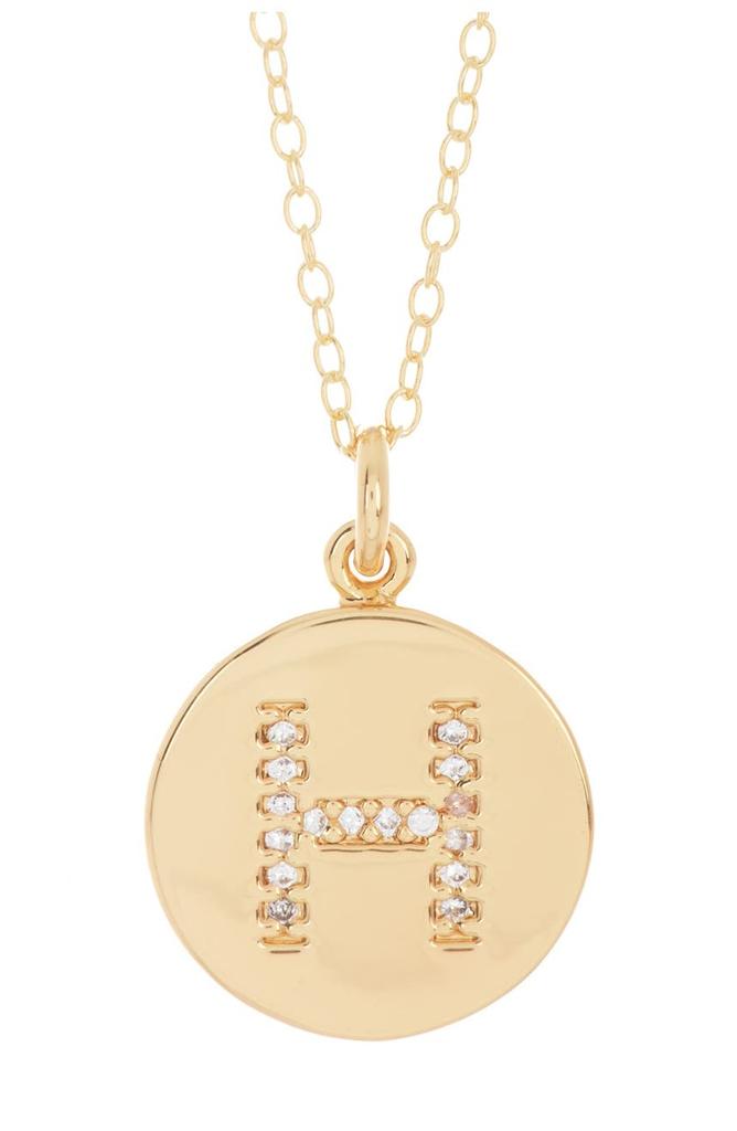 14K Gold Plated Cubic Zirconia Initial Disc Pendant Necklace商品第9张图片规格展示