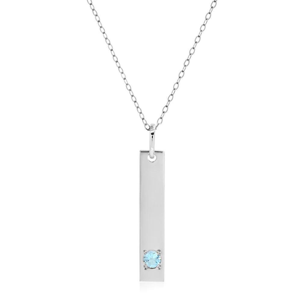 商品MAX + STONE|14k White Gold Bar Pendant Necklace with 3mm Small Round Gemstone Adjustable Cable Chain 16 Inches to 18 Inches with Spring Ring Clasp,价格¥871,第1张图片