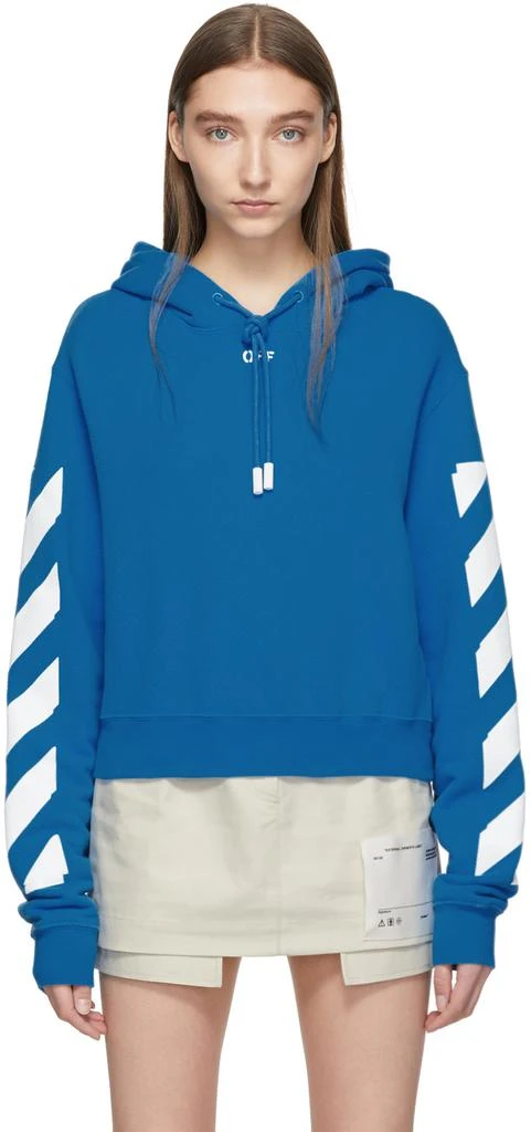 商品Off-White|Blue Diag Crop Hoodie,价格¥5533,第1张图片