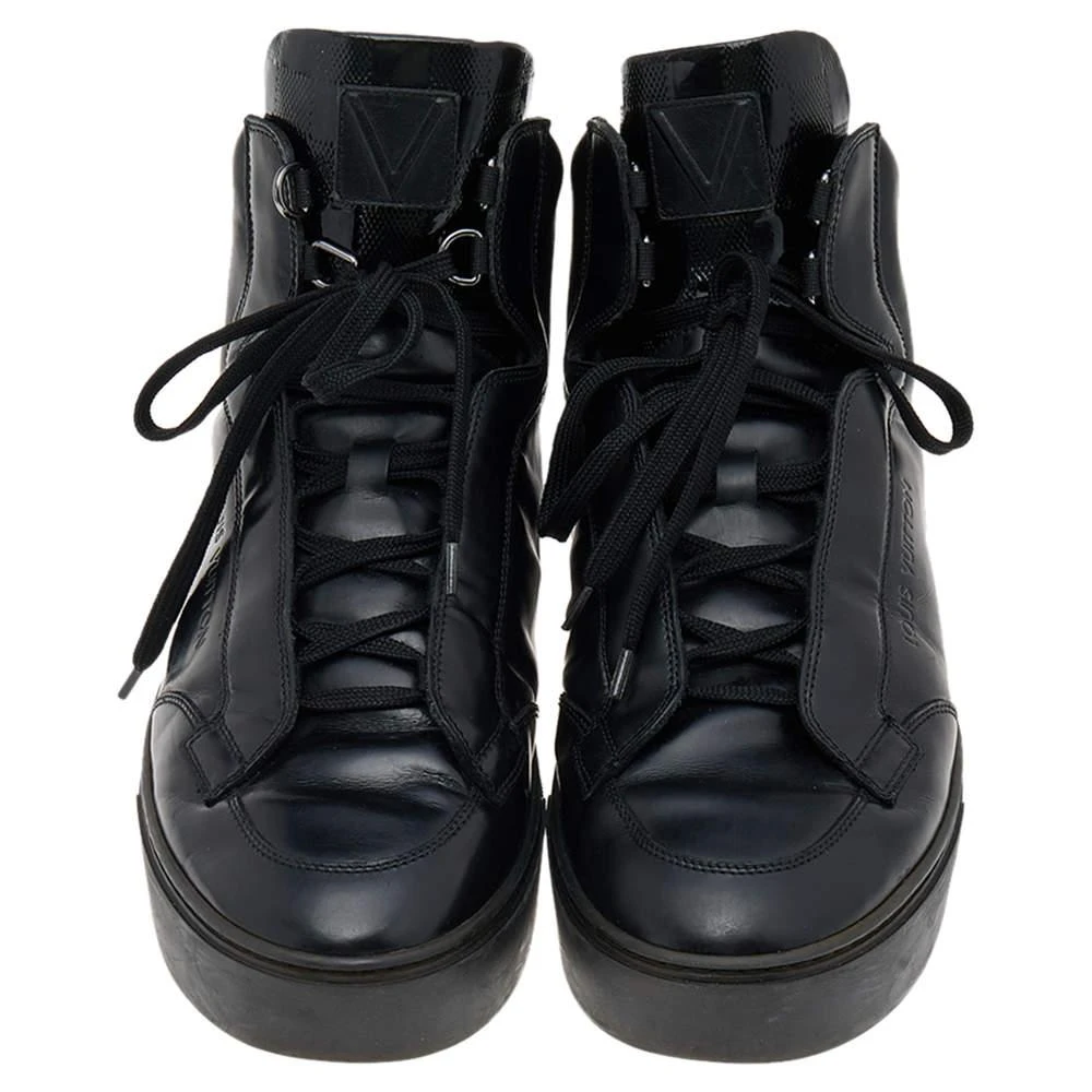 商品[二手商品] Louis Vuitton|Louis Vuitton Black Leather And Damier Patent Leather High Top Sneakers Size 40.5,价格¥2721,第3张图片详细描述