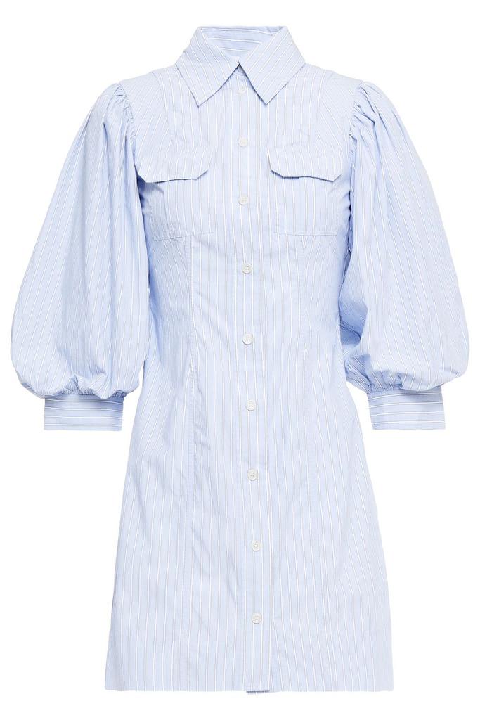 Gathered striped organic cotton mini shirt dress商品第1张图片规格展示