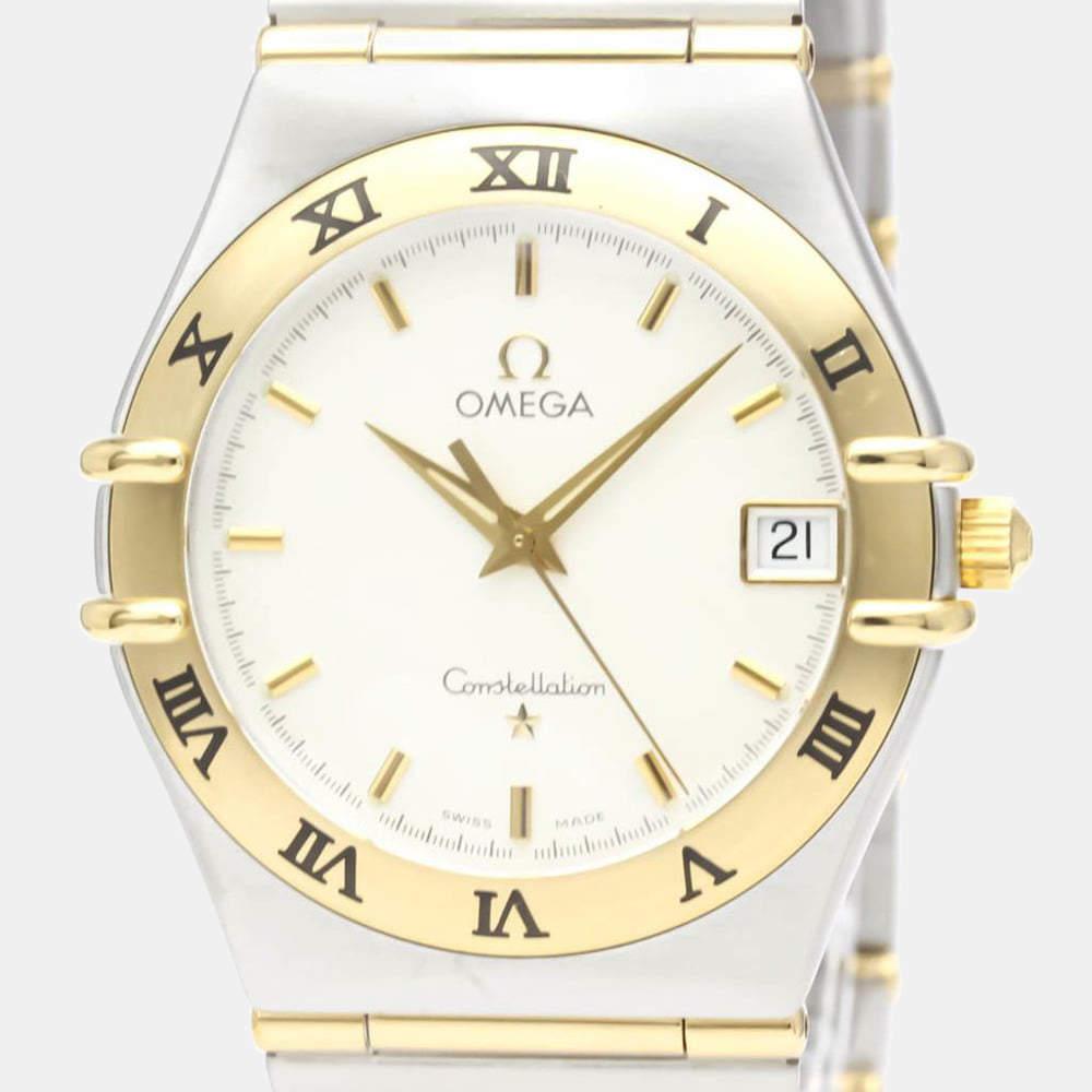 Omega Silver 18k Yellow Gold And Stainless Steel Constellation 1212.30 Quartz Men's Wristwatch 33 mm商品第2张图片规格展示