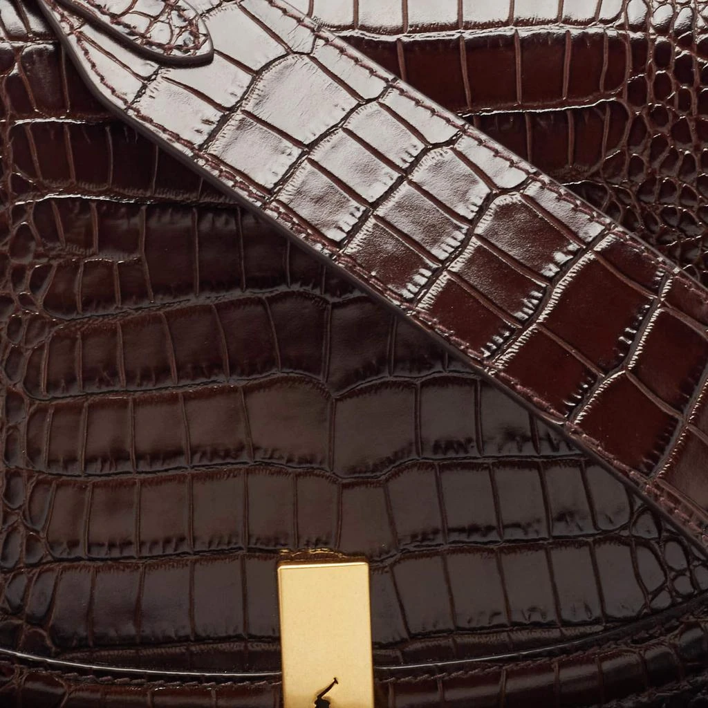 商品Ralph Lauren|Polo Ralph Lauren Brown Croc Embossed Leather Saddle Crossbody Bag,价格¥3620,第5张图片详细描述