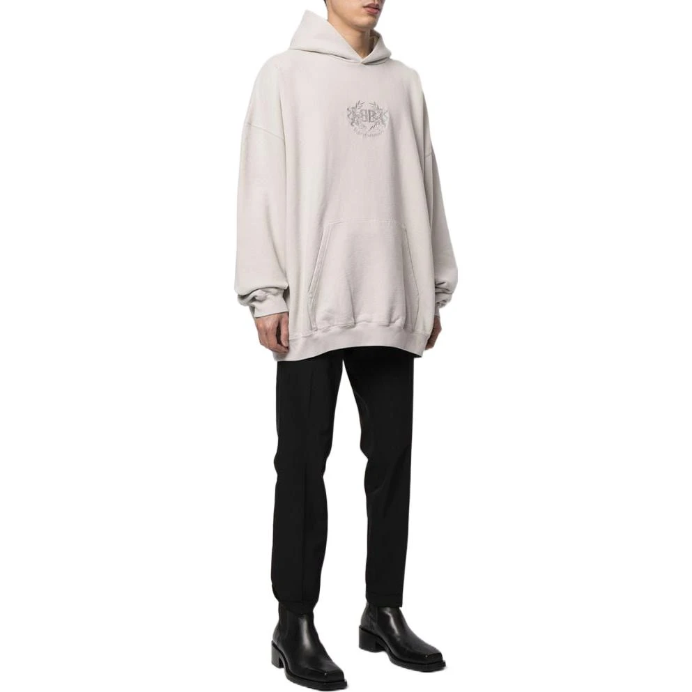 商品[国内直发] Balenciaga|巴黎世家 SS22 Logo刺绣长袖连帽卫衣 男款 米白色,价格¥3822,第5张图片详细描述