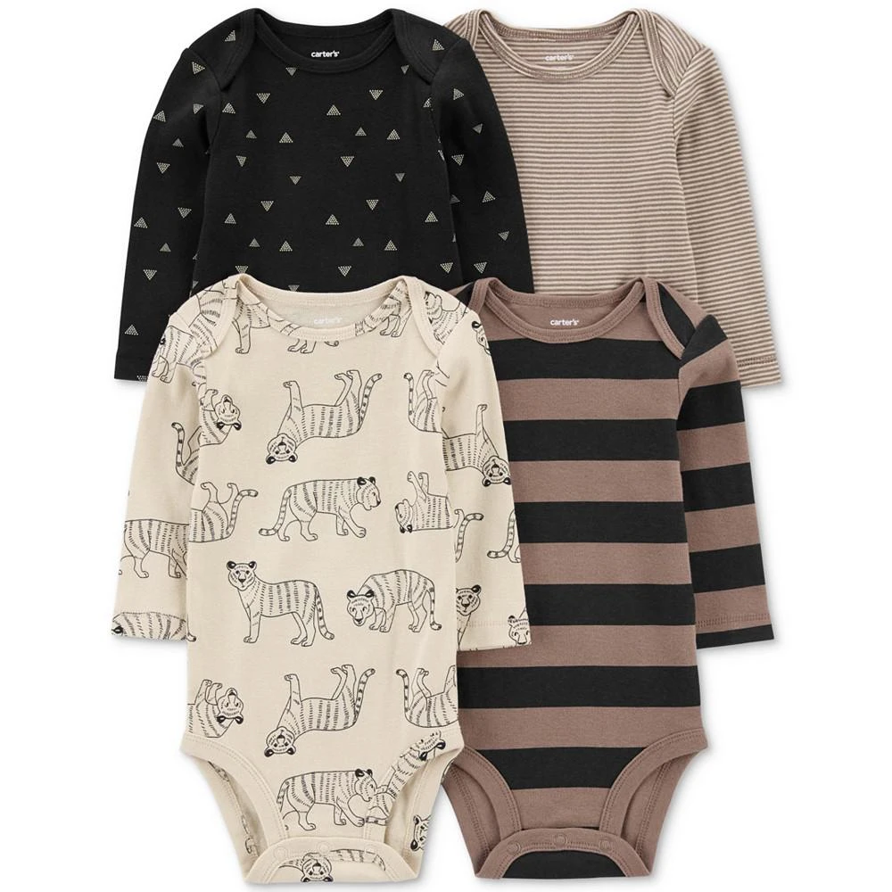 商品Carter's|Baby Boys 4-Pk. Printed Long-Sleeve Bodysuits,价格¥133,第1张图片