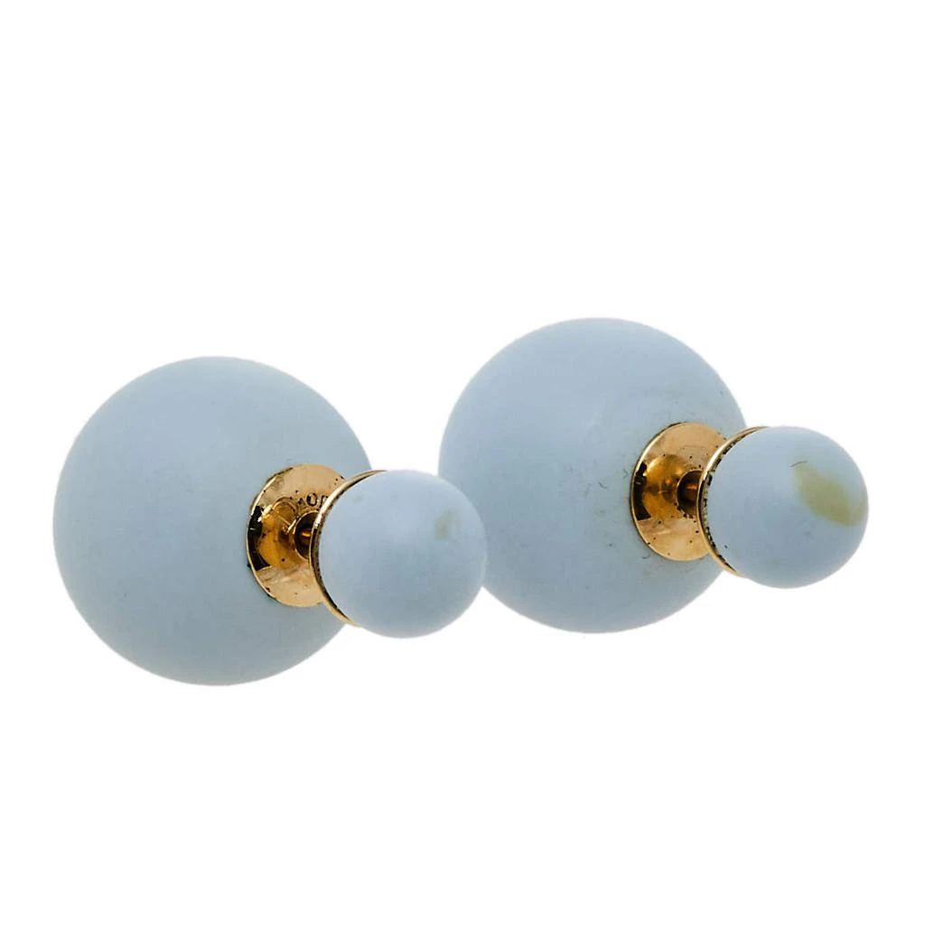 商品[二手商品] Dior|Dior Tribales Powder Blue Matte Gold Tone Stud Earrings,价格¥899,第2张图片详细描述