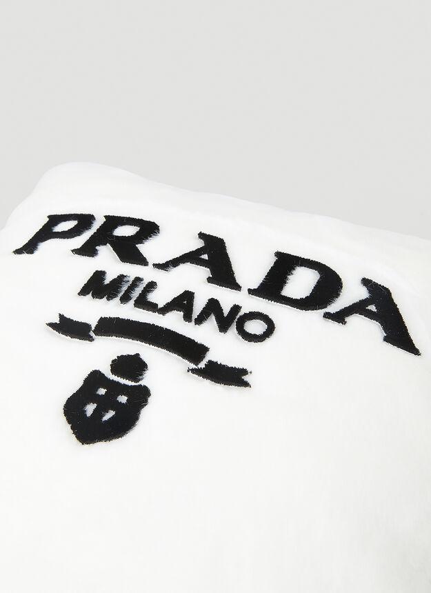 商品Prada|Logo Engraved Square Cushion in White,价格¥5340,第7张图片详细描述