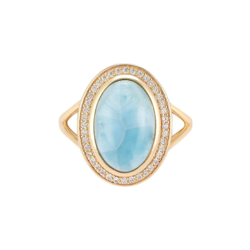 商品Adornia Fine|Adornia Larimar Halo Ring 14k gold vermeil,价格¥957,第1张图片