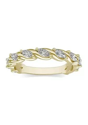 商品Charles & Colvard|Colvard Charles Colvard 0.77 Ct. T.w. Lab Created Marquise Moissanite Swirled Band In 14K Gold,价格¥7170,第1张图片