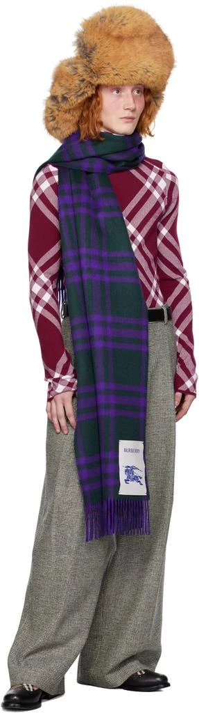 商品Burberry|Green & Purple Check Scarf,价格¥6112,第3张图片详细描述