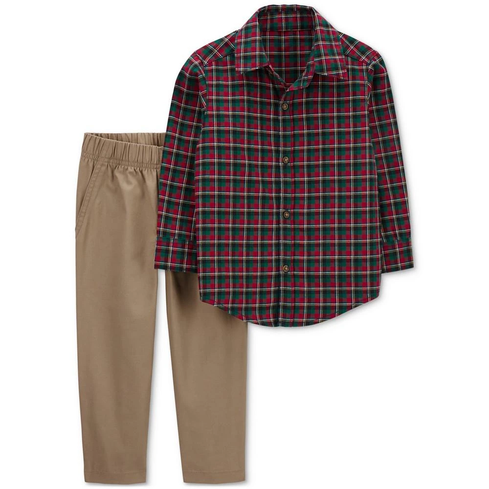 商品Carter's|Baby Boys Cotton Plaid Button-Front Shirt and Pants, 2 Piece Set,价格¥77,第1张图片