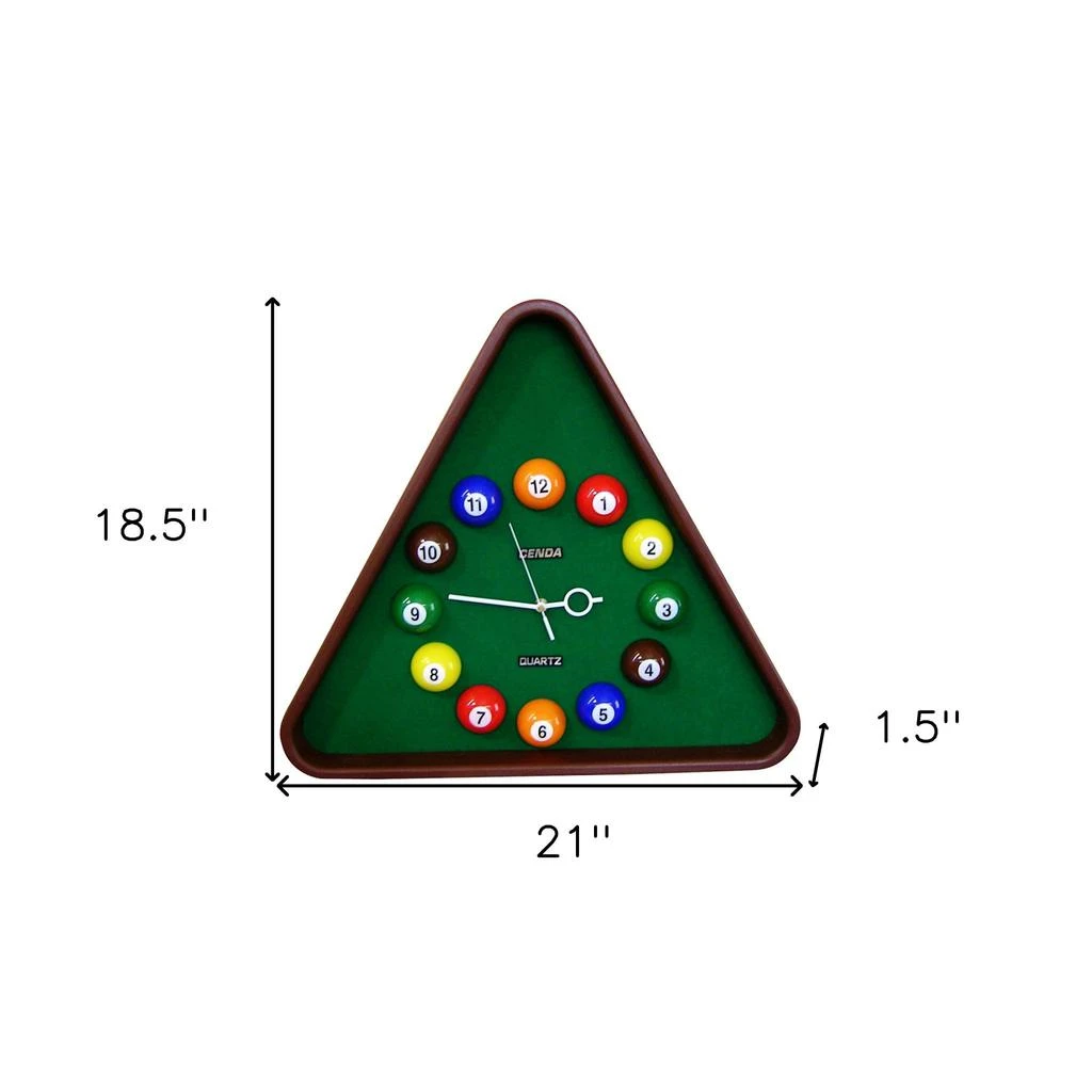 商品Homezia|21" Triangle Green Resin Analog Billiards Wall Clock,价格¥448,第4张图片详细描述