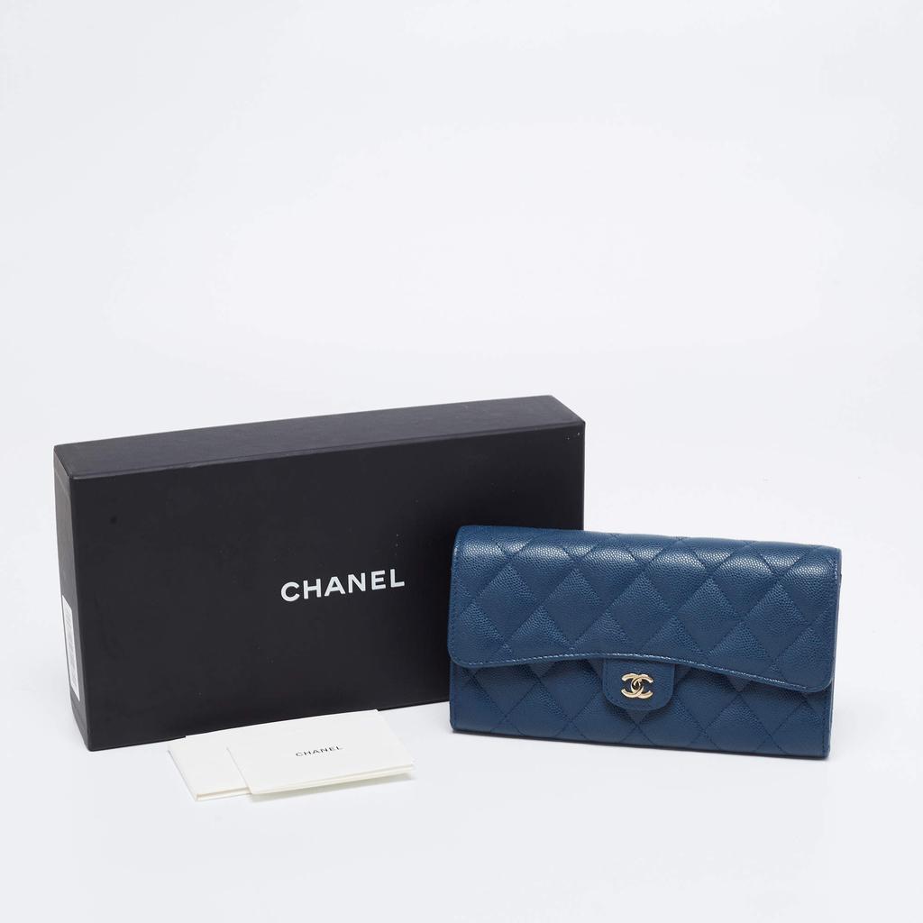 Chanel Blue Leather Classic Flap Wallet商品第7张图片规格展示