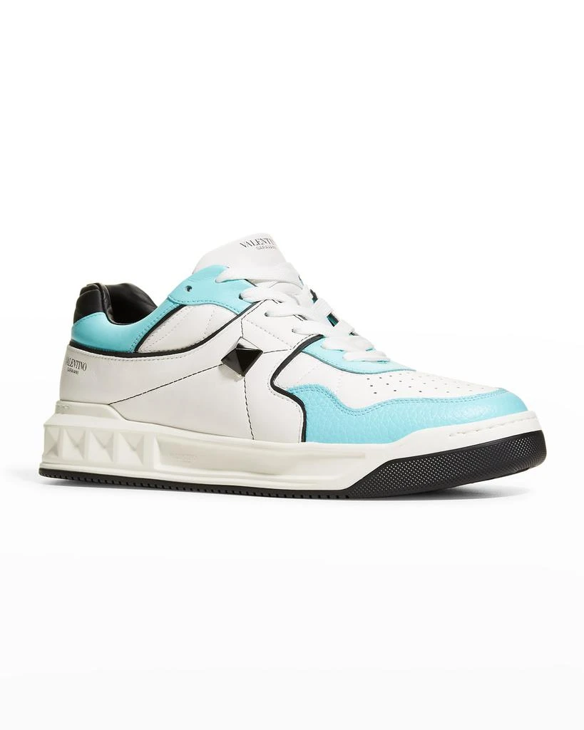 商品Valentino|Men's Roman Stud Bicolor Mid-Top Sneakers,价格¥3127,第3张图片详细描述