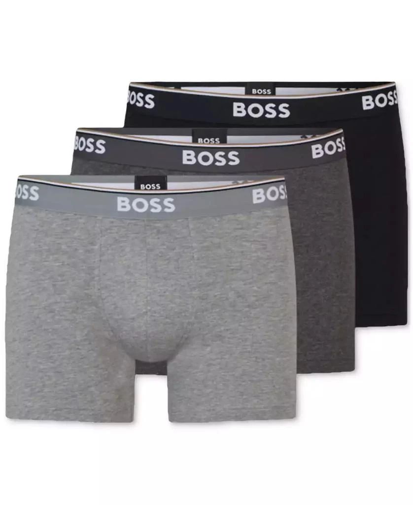 商品Hugo Boss|Men's Power 3-Pk. Tipped Logo Waistband Boxer Briefs,价格¥205,第1张图片