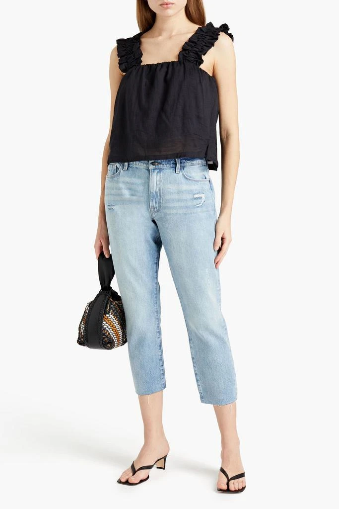 商品FRAME|Le Garcon cropped distressed mid-rise straight-leg jeans,价格¥545,第2张图片详细描述