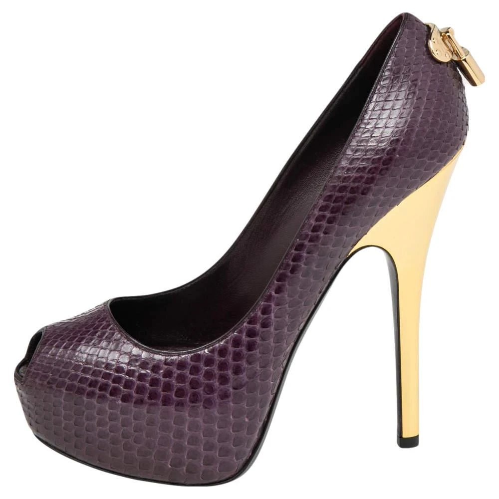 商品[二手商品] Louis Vuitton|Louis Vuitton Purple Python Oh Really! Peep Toe Platform Pumps Size 36.5,价格¥3292,第2张图片详细描述